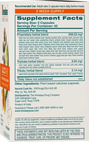 Himalaya GlucoCare with Bitter Melon and Gymnema for Blood Sugar Support, 90 Capsules, 626 mg, 45 Day Supply